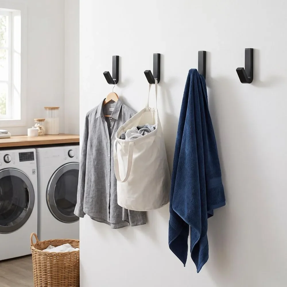3- pack Large J-Style Wall Hook, No Drill Organizer, Coat Bag Towel Holder